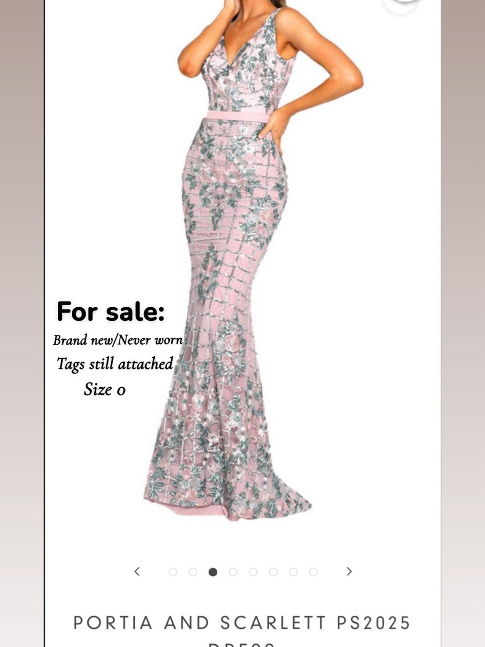 Portia and Scarlett Pink Sequin Floral V-Neck Mermaid Gown